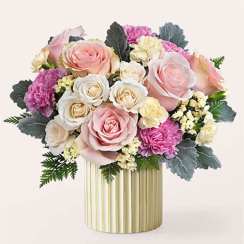 Blissful Moments Bouquet with Ivory Vase – Panda Flowers Canada Inc, Calgary AB
