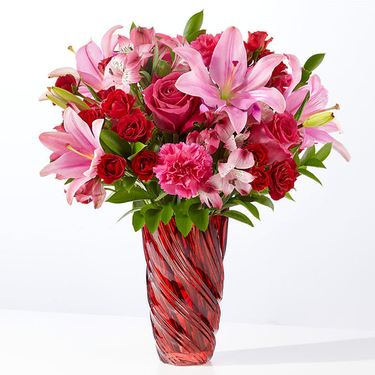 In Love Bouquet with Luxe Swirl Vase –  Panda Flowers Canada Inc, Calgary AB