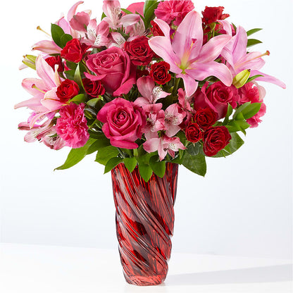 In Love Bouquet with Luxe Swirl Vase –  Panda Flowers Canada Inc, Calgary AB