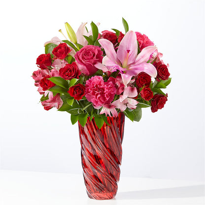 In Love Bouquet with Luxe Swirl Vase –  Panda Flowers Canada Inc, Calgary AB