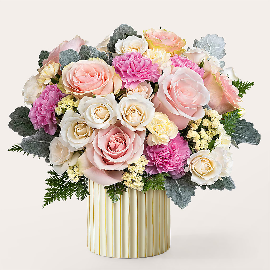 Blissful Moments Bouquet with Ivory Vase –  Panda Flowers Canada Inc, Calgary AB