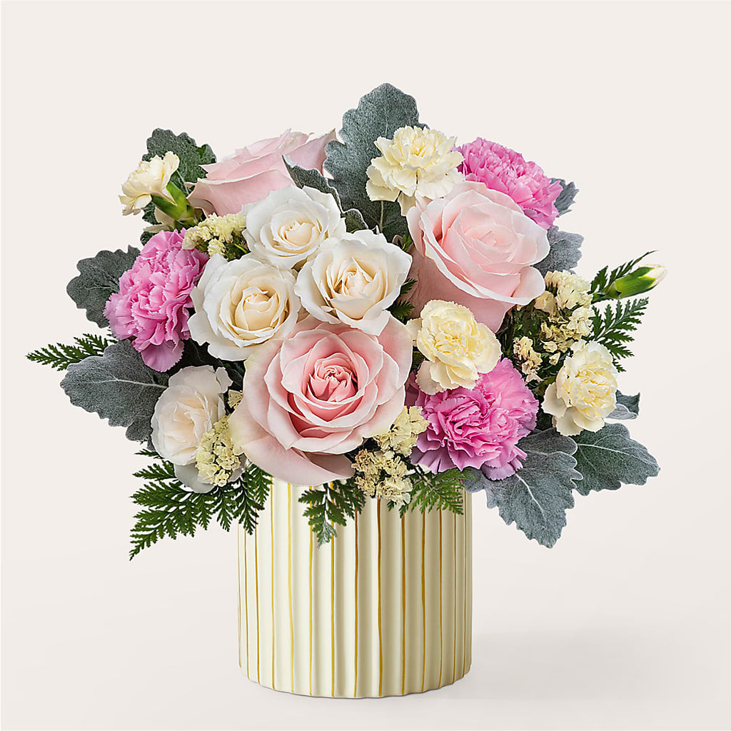 Blissful Moments Bouquet with Ivory Vase –  Panda Flowers Canada Inc, Calgary AB