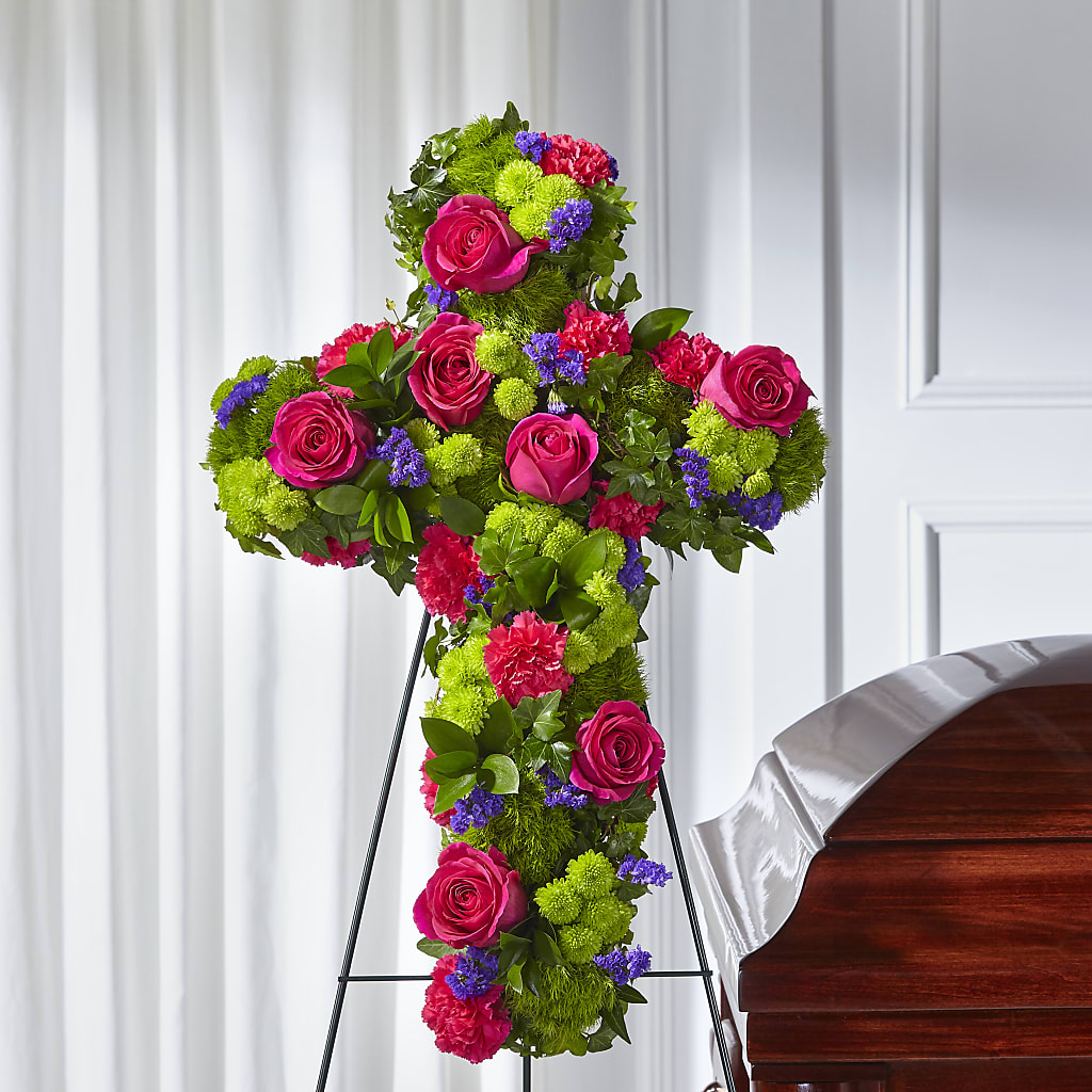 Tribute Rose Floral Cross –  Panda Flowers Canada Inc, Calgary AB