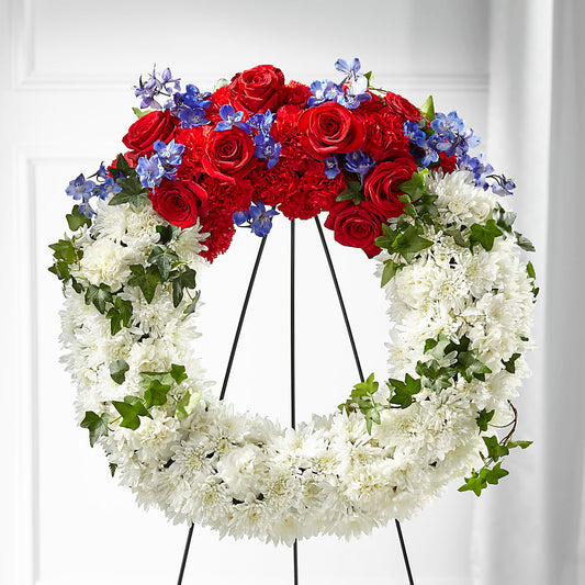 Patriotic Passion Wreath –  Panda Flowers Canada Inc, Calgary AB