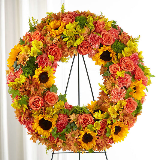 Autumnal Memories Wreath (Standard) –  Panda Flowers Canada Inc, Calgary AB