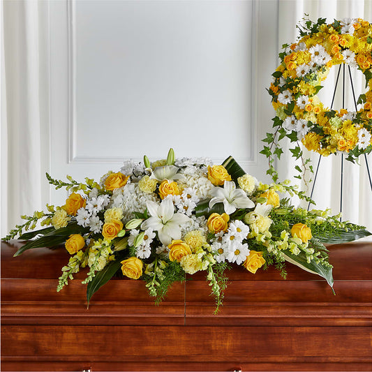 Golden Harmony Casket Spray –  Panda Flowers Canada Inc, Calgary AB