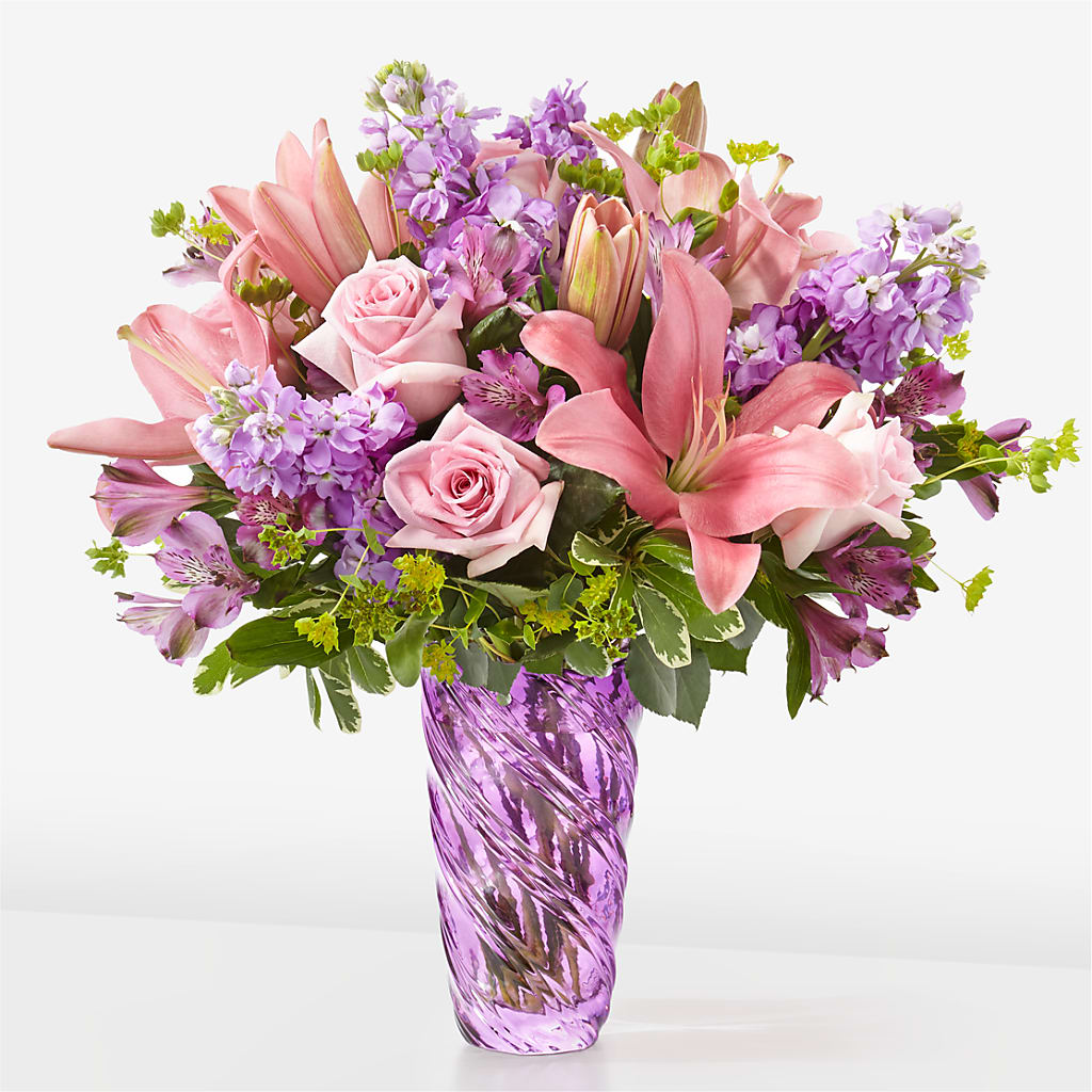 Precious Petals Bouquet with Luxe Swirl Vase –  Panda Flowers Canada Inc, Calgary AB