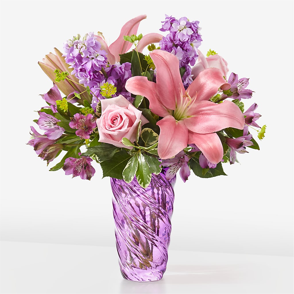Precious Petals Bouquet with Luxe Swirl Vase –  Panda Flowers Canada Inc, Calgary AB