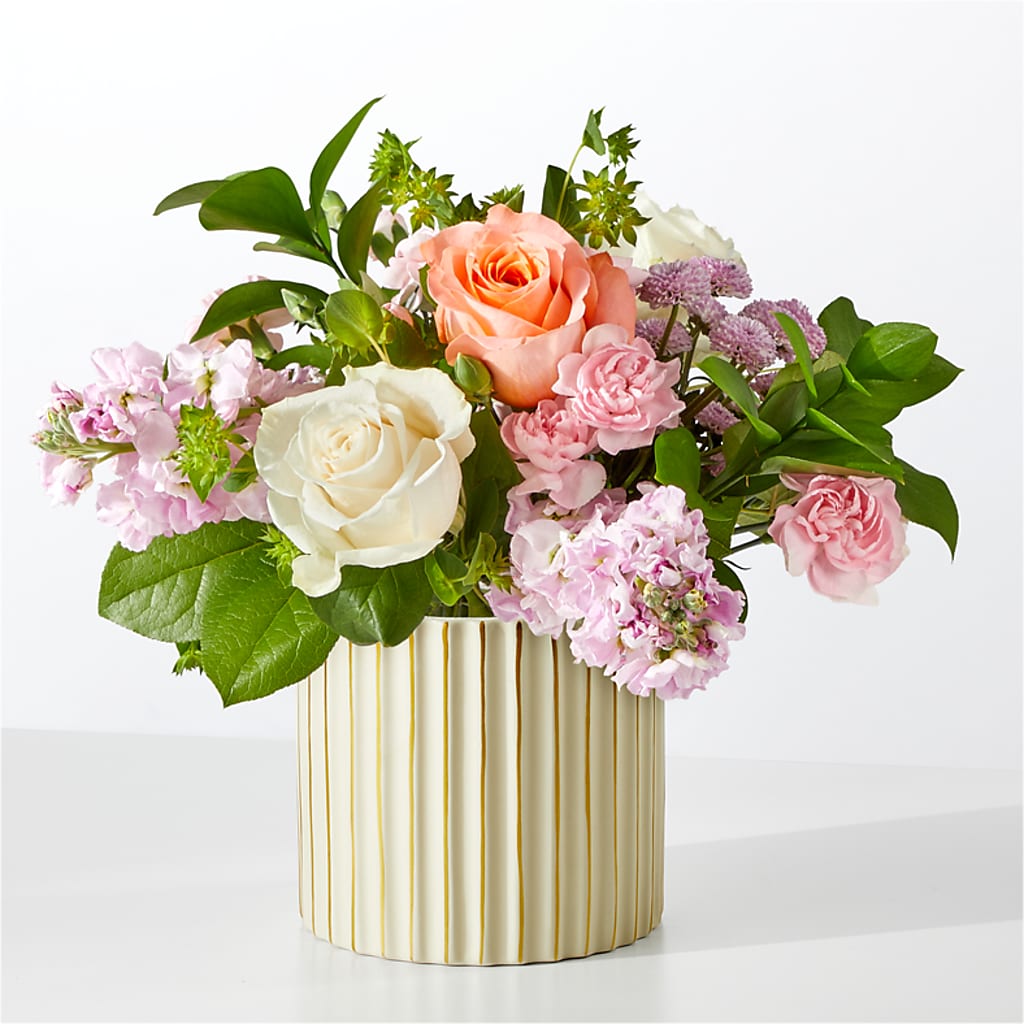 French Market Bouquet with Ivory Vase –  Panda Flowers Canada Inc, Calgary AB